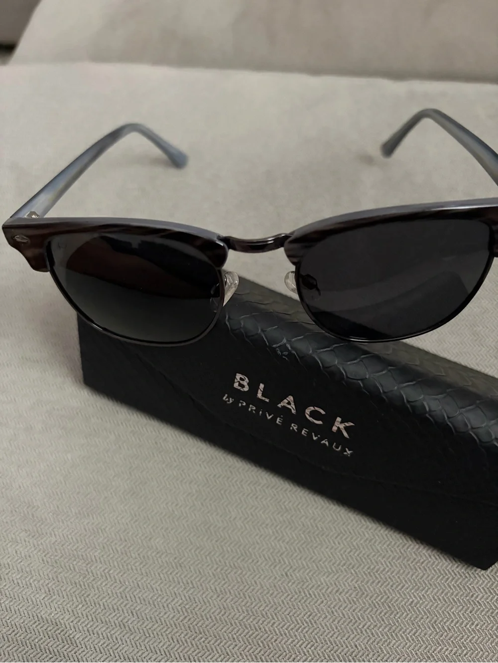 Prive Revaux - Black Tortoise Clubmaster Sunglasses - Dark Lenses (polarized)